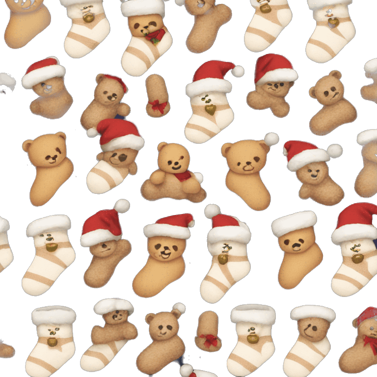 Christmas socks with teddy bears emoji