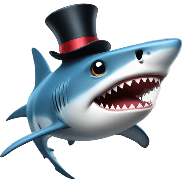 Shark with a top hat emoji