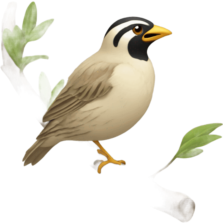 A lark sings while sitting on a branch emoji