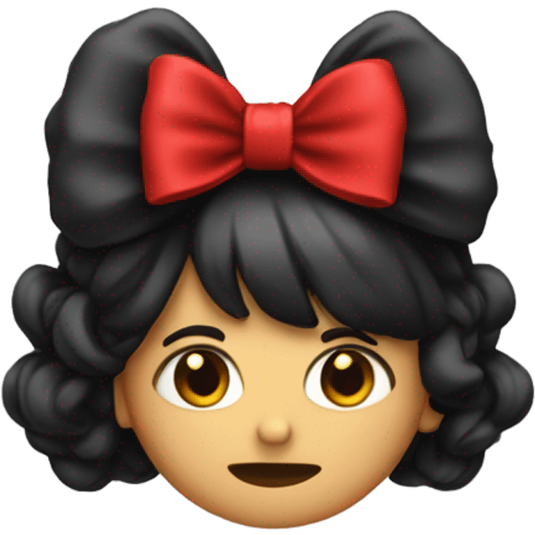 black open hair from behind with a red bow emoji