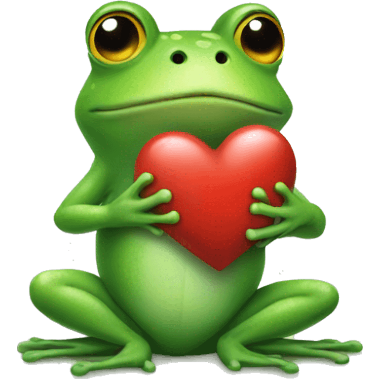 Frog holding a heart emoji