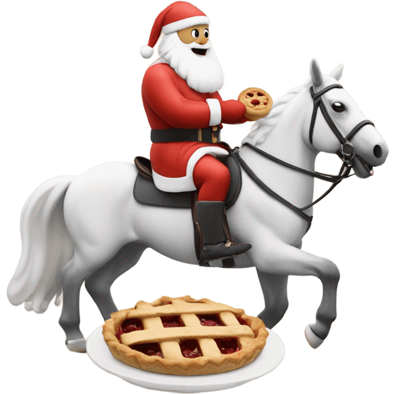 Father Christmas eating a pie whilst playing polo on a horse  emoji