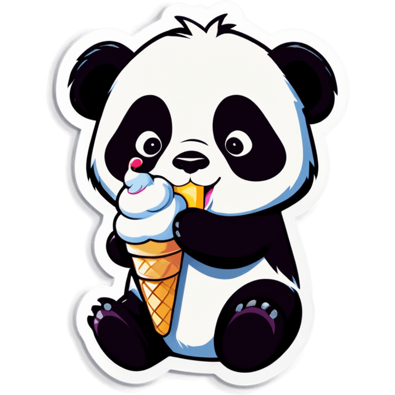 Panda eating ice cream emoji