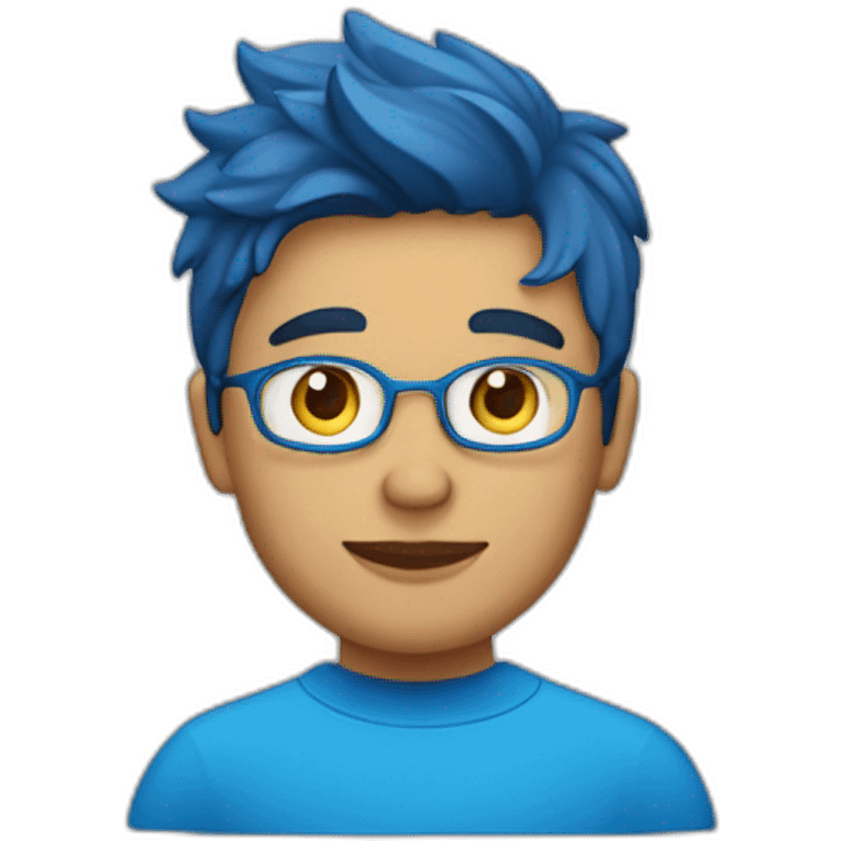 Un jeune homme avec les cheveux bleus emoji