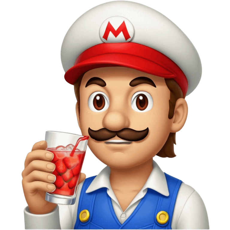 Mario drinking vodka strawberry emoji