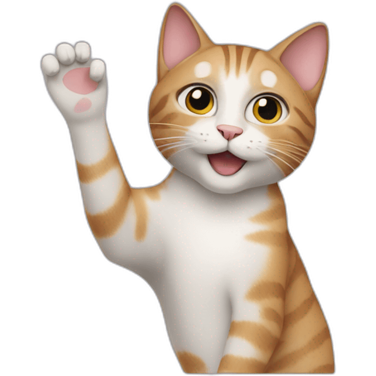 Cat saying hello with one hand emoji