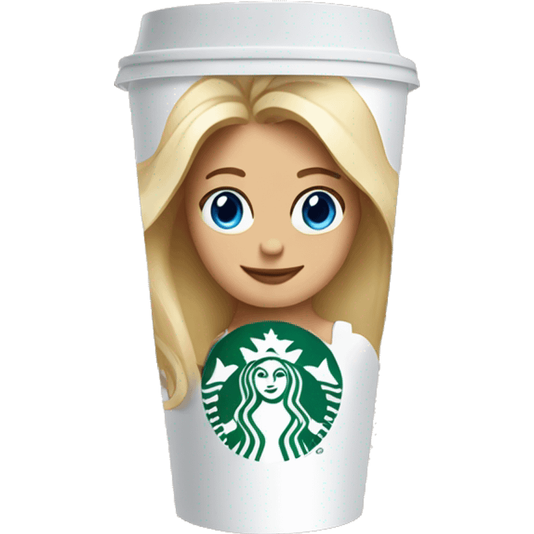 Starbucks cup drink with blonde girl blue eyes  emoji