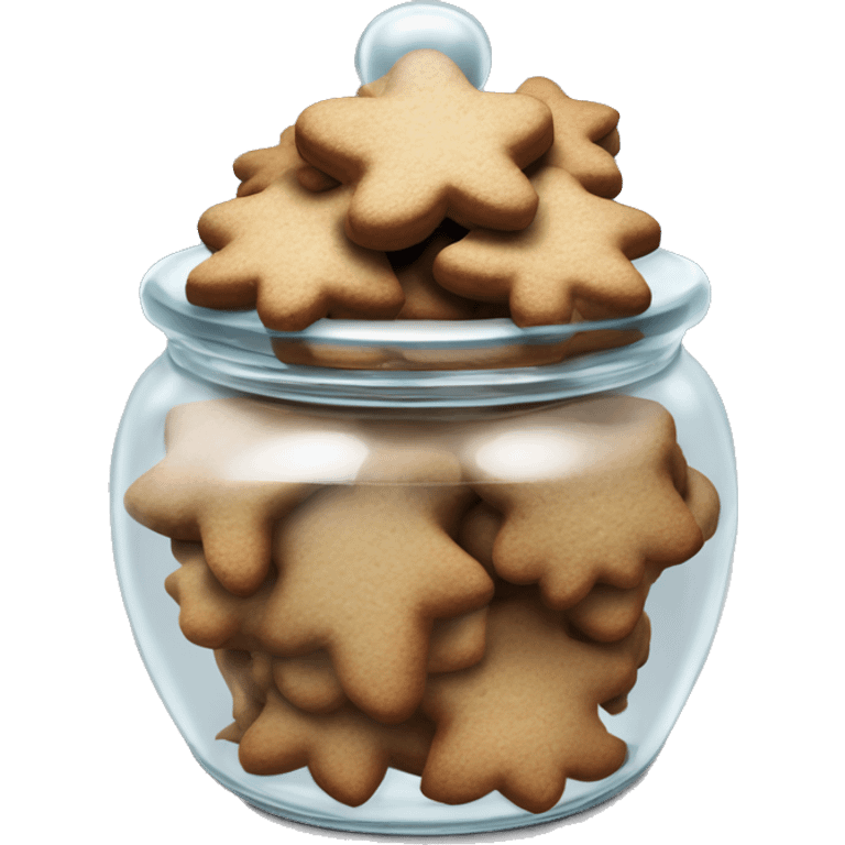 Realistic rococo glass cookie jar with lid full of gingerbread cookies isolated.  emoji