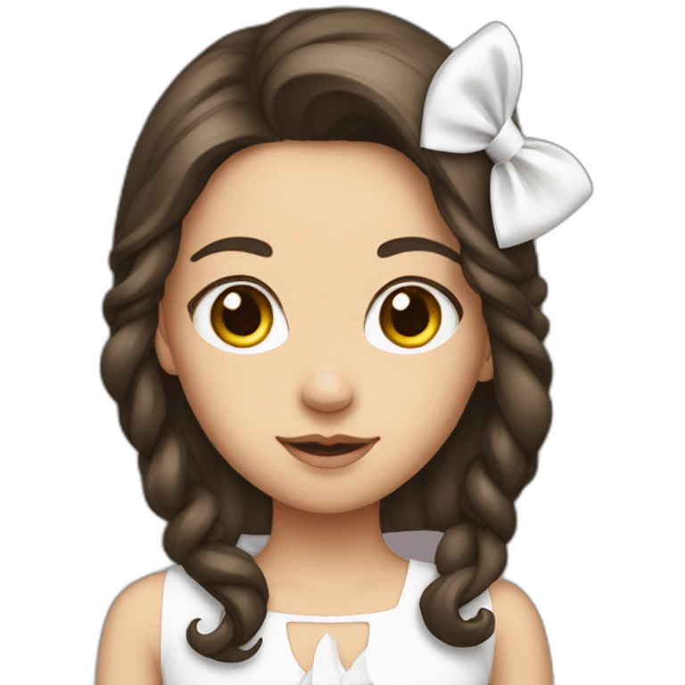 Brunette girl with white bow on her hair  emoji