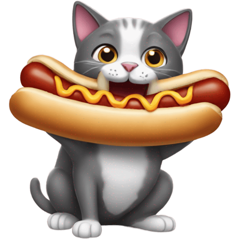 cat biting a hotdog emoji