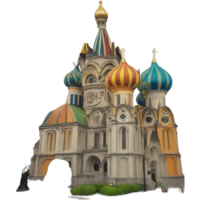 guy fawkes mask containing colorful st basils cathedral emoji