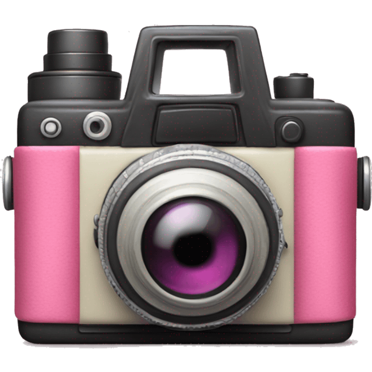 old fashioned camera with a pink bow around it emoji