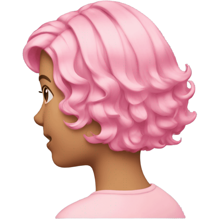 Pink wavy short hair rear view emoji