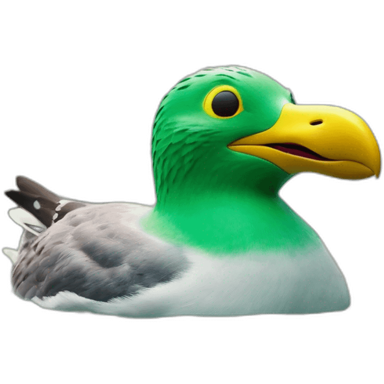 a fully green seagull emoji