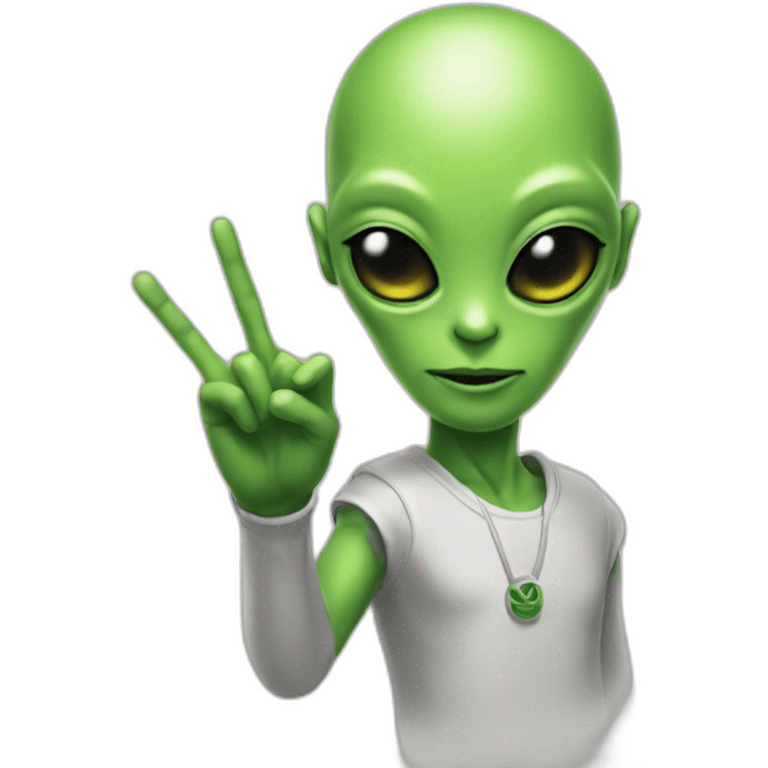 alien + peace hand sign emoji