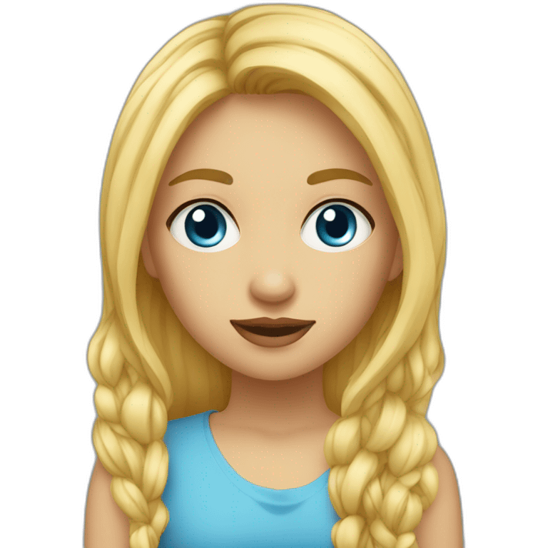 Fille bonde yeux bleu emoji