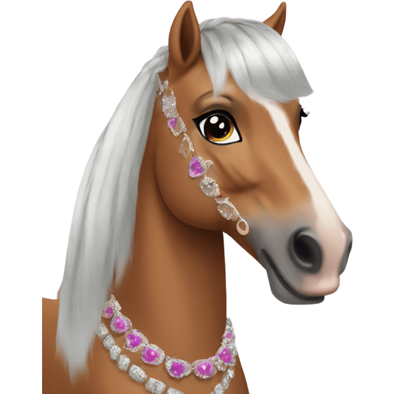 glam horse wearing makeup and accessories emoji