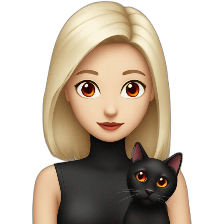 Create a black cat she has red eyes that are in a shape of an Heart  emoji