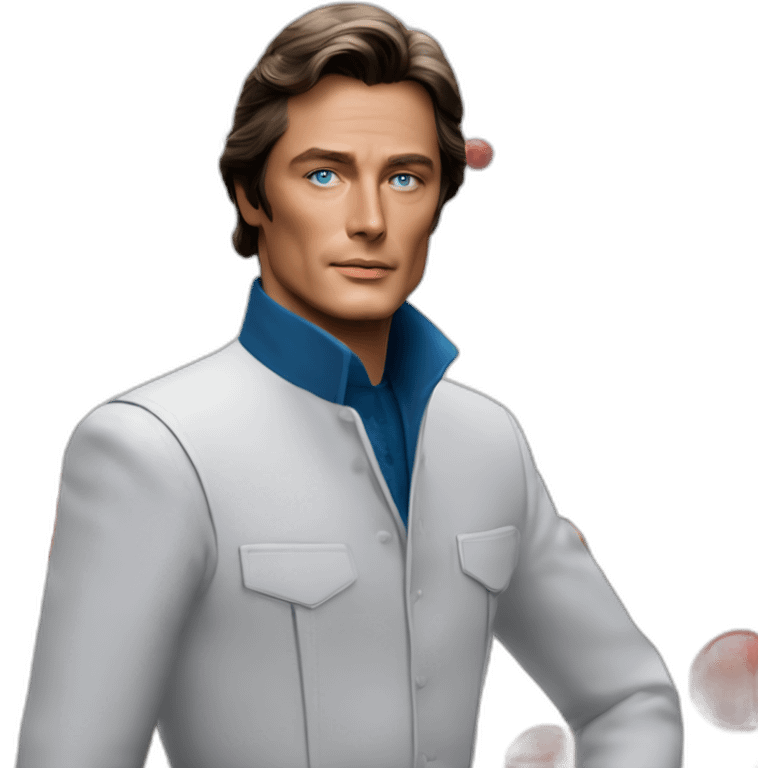 Alain delon blue eyes red space outfit full body emoji