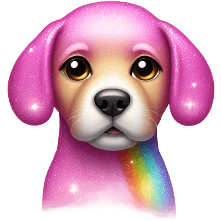 All Pink sparkly dog with rainbow  emoji