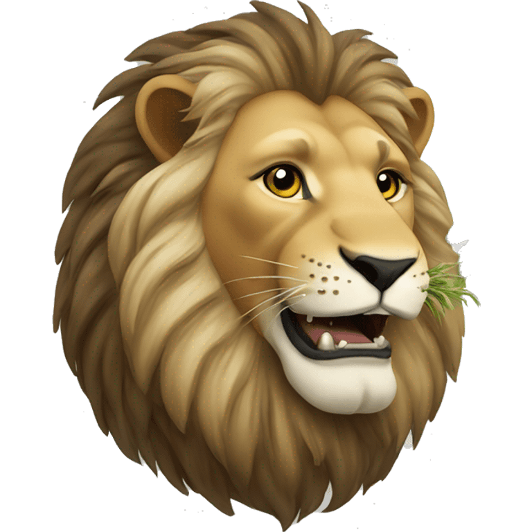 Lion eating herb emoji