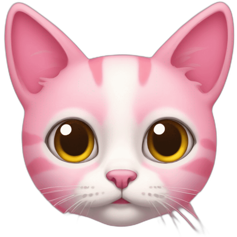 Pink cat with big eyes emoji