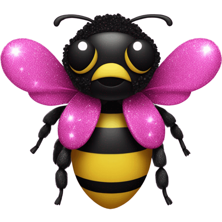 Hot pink and black bumble bee with glitter emoji