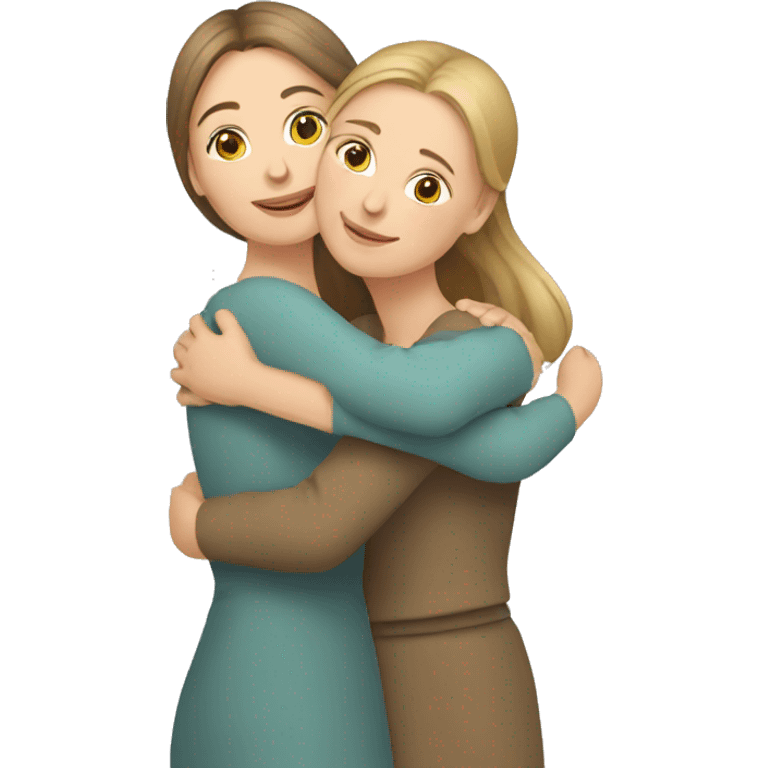 slavic mom and daughter hugging emoji