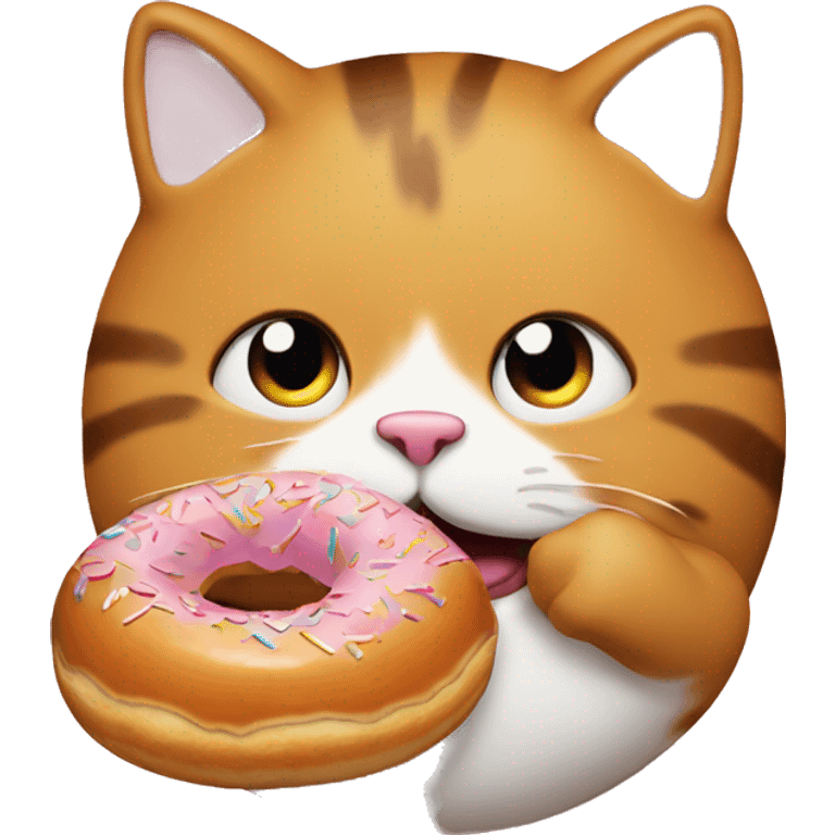 Fat cat eating a donut  emoji