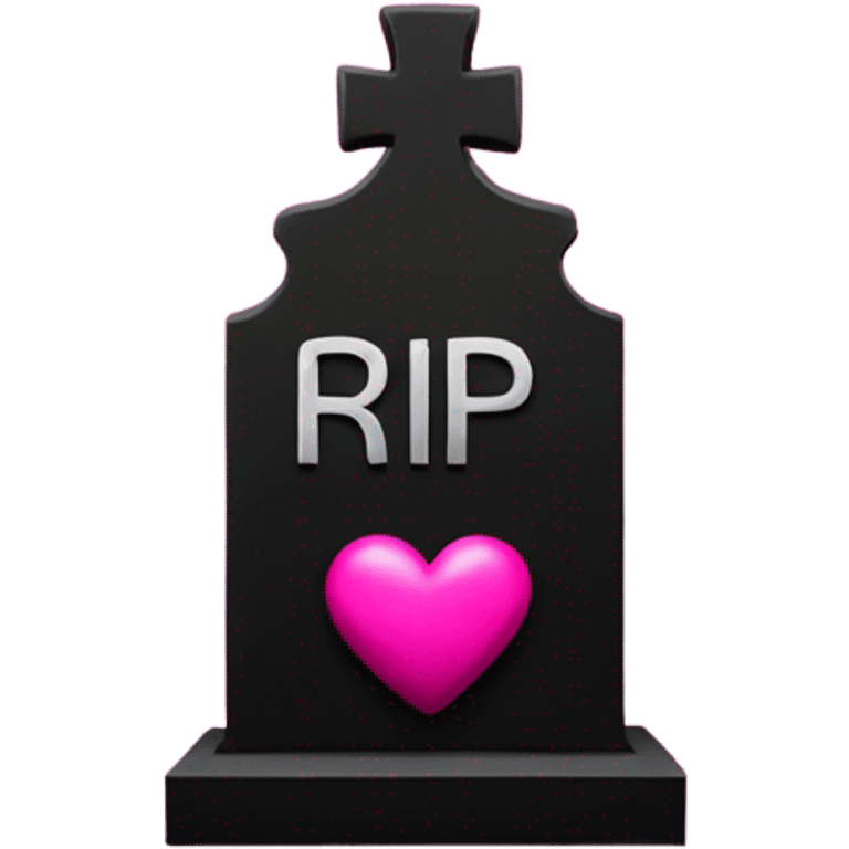 a black Grave with the letters RIP in a dark pink heart emoji