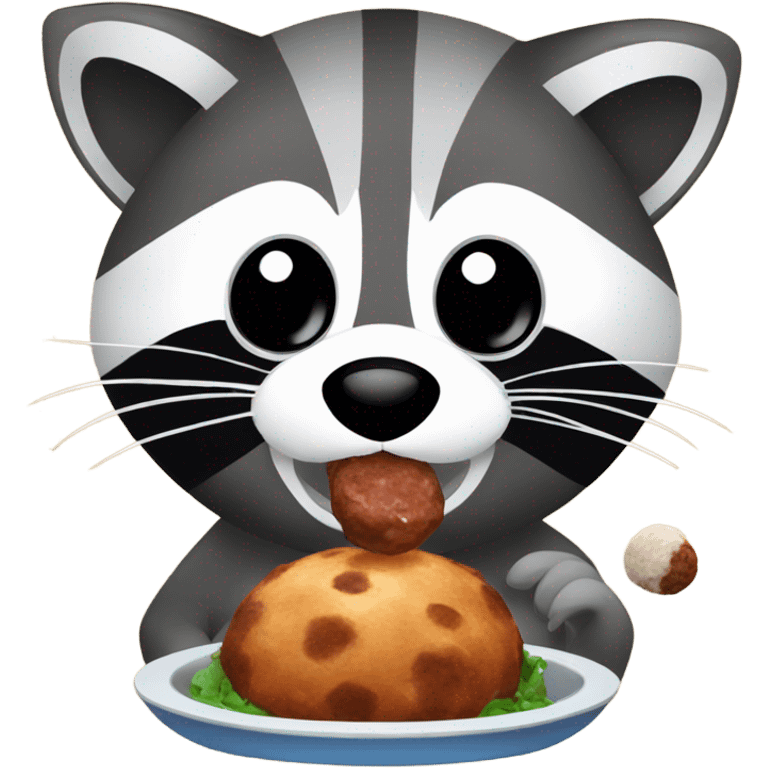 Raccoon eating meatball emoji