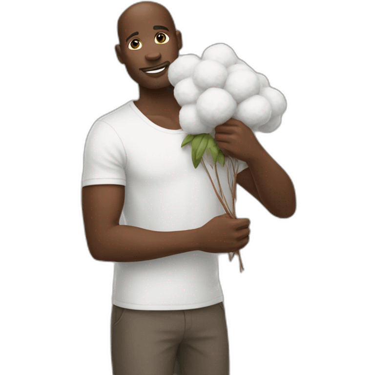 Black person holding cotton emoji