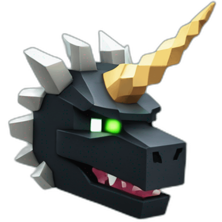 Minecraft Black Godzilla Head With Diamond Unicorn Horn and Lazer Eyes emoji