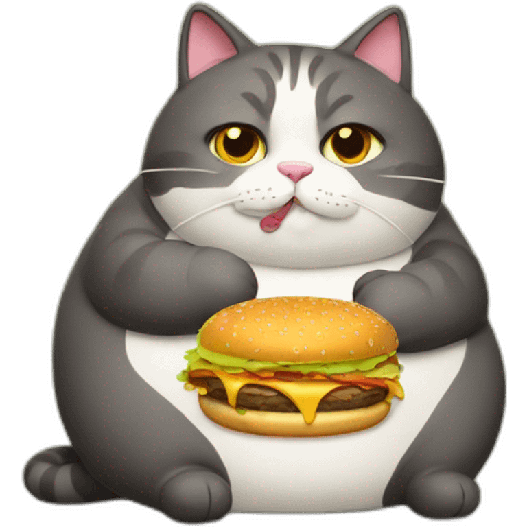 fat cat eating burger emoji