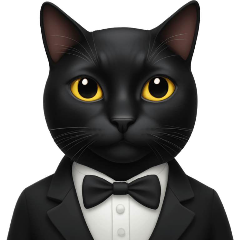 Black cat wearing a black tux  emoji