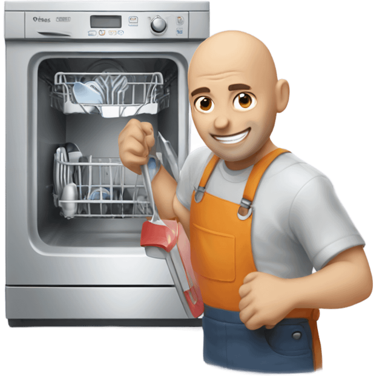 Bald man fixing dishwasher  emoji