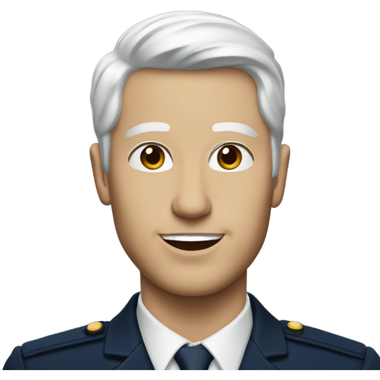 A white  man with red lipstick wearing a navy outfit  emoji