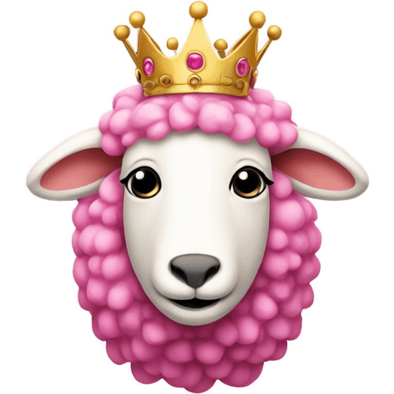 Pink sheep with crown  emoji