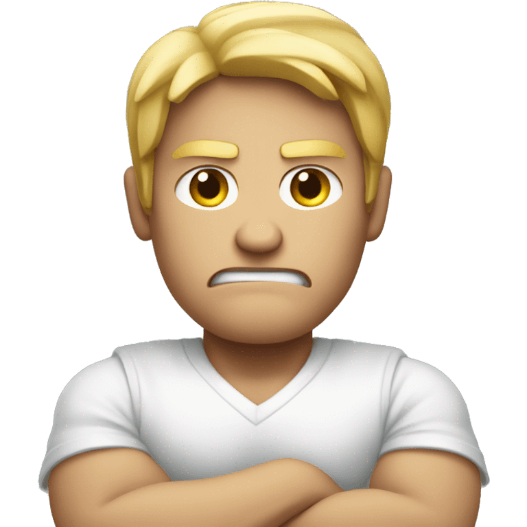 White male angry with arms crossed over chest emoji