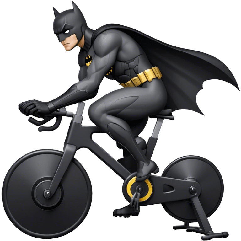 black Batman suit on a spinning bike, wheel behind him emoji