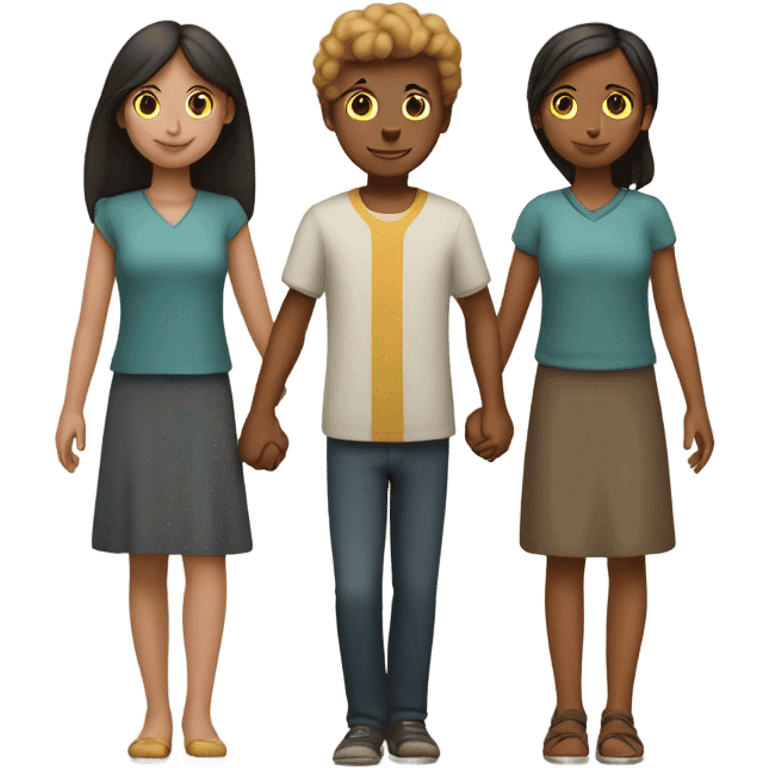 three people holding hands 2 girls 1 boy  emoji