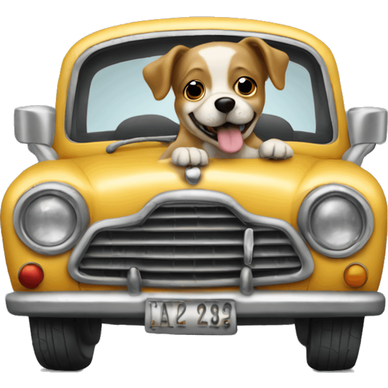 dog driving old school car  emoji