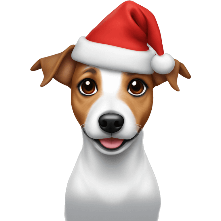 Jack Russell with a Christmas hat emoji