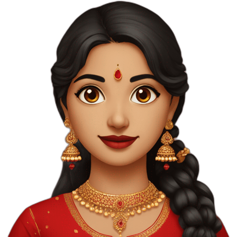 indian girl wearing full sleeve blood red kurti with jhumkas emoji