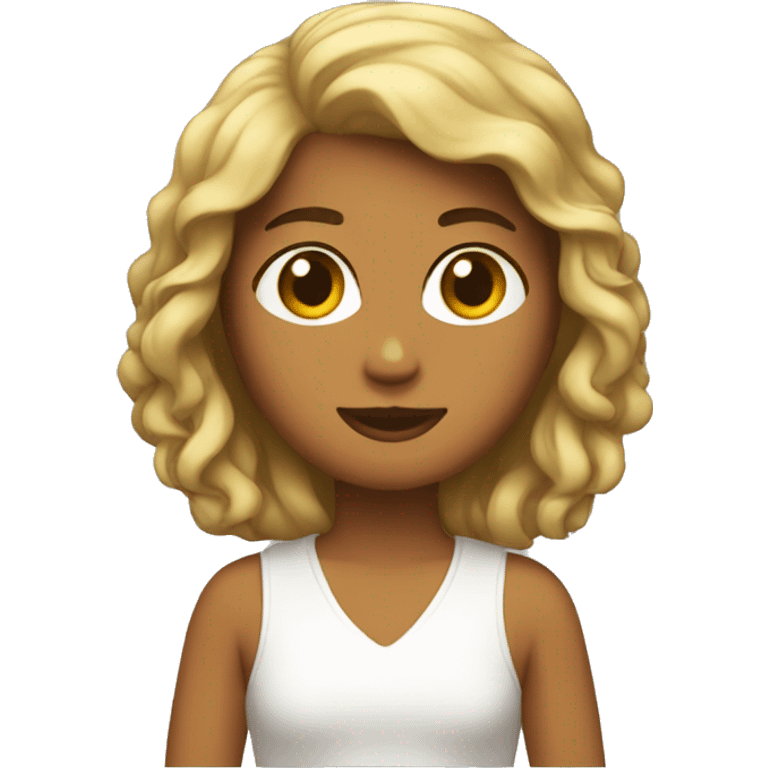 Chica con pelo marrón con una MacBook  emoji