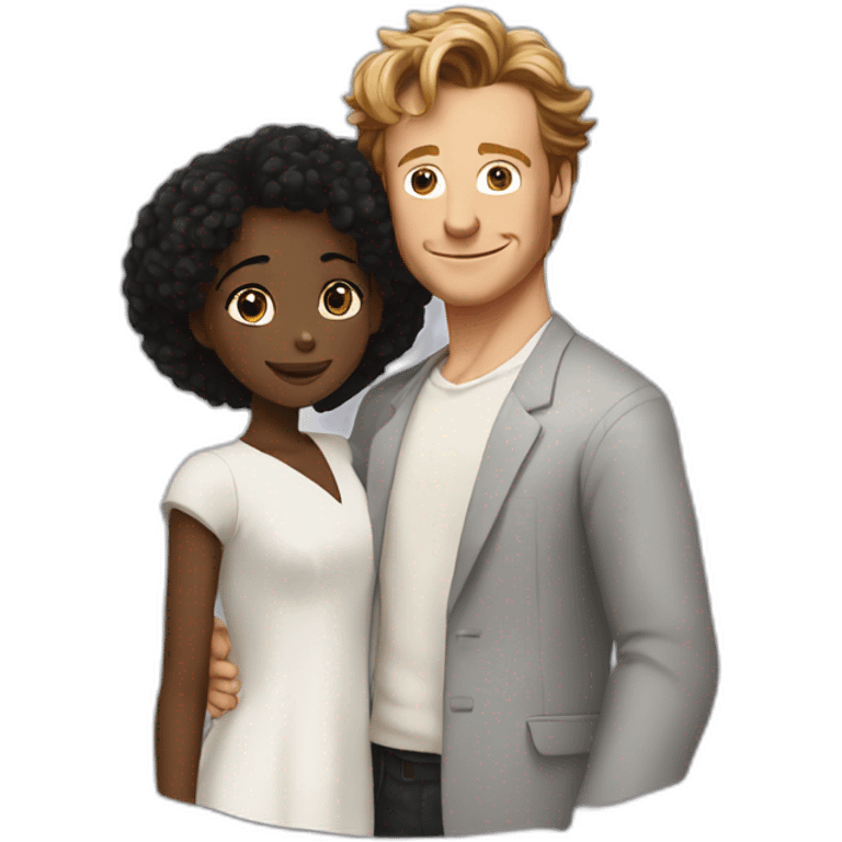 Simon Baker hug a black girl brown eyes and sblack hair in a bun emoji