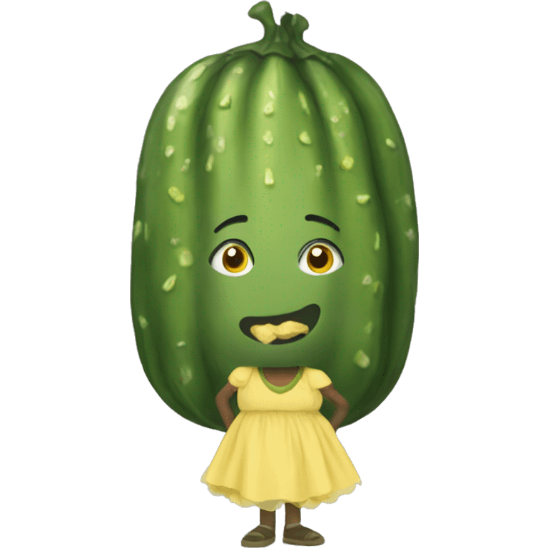 Pickle in a dress emoji