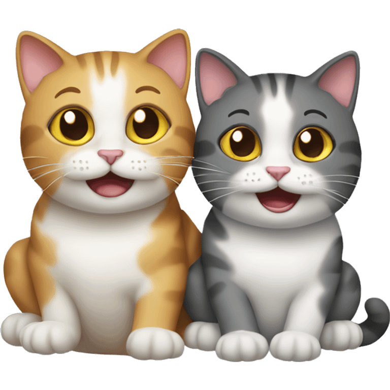 two happy cat emoji