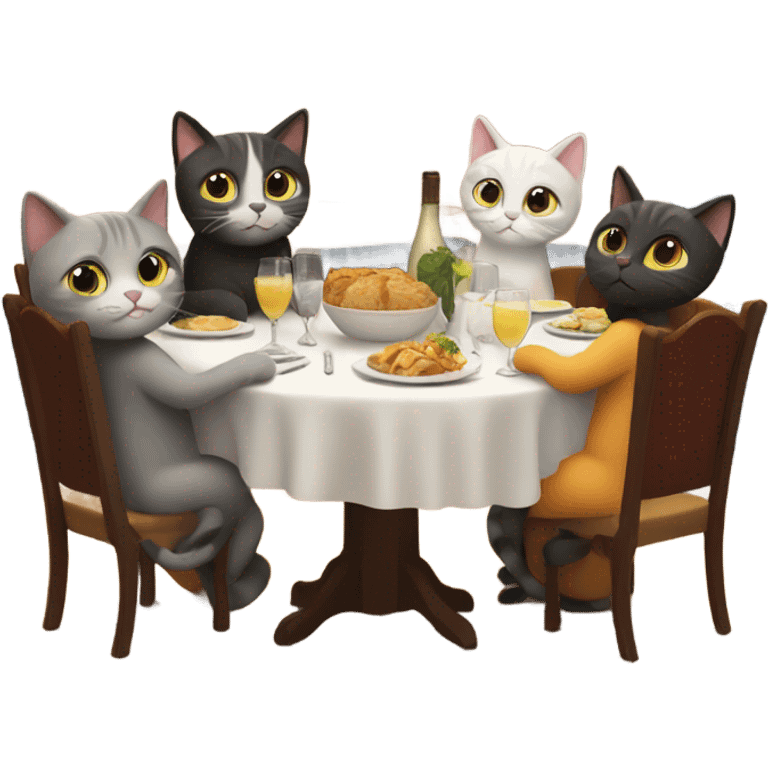 cat family goes to a restaurant emoji