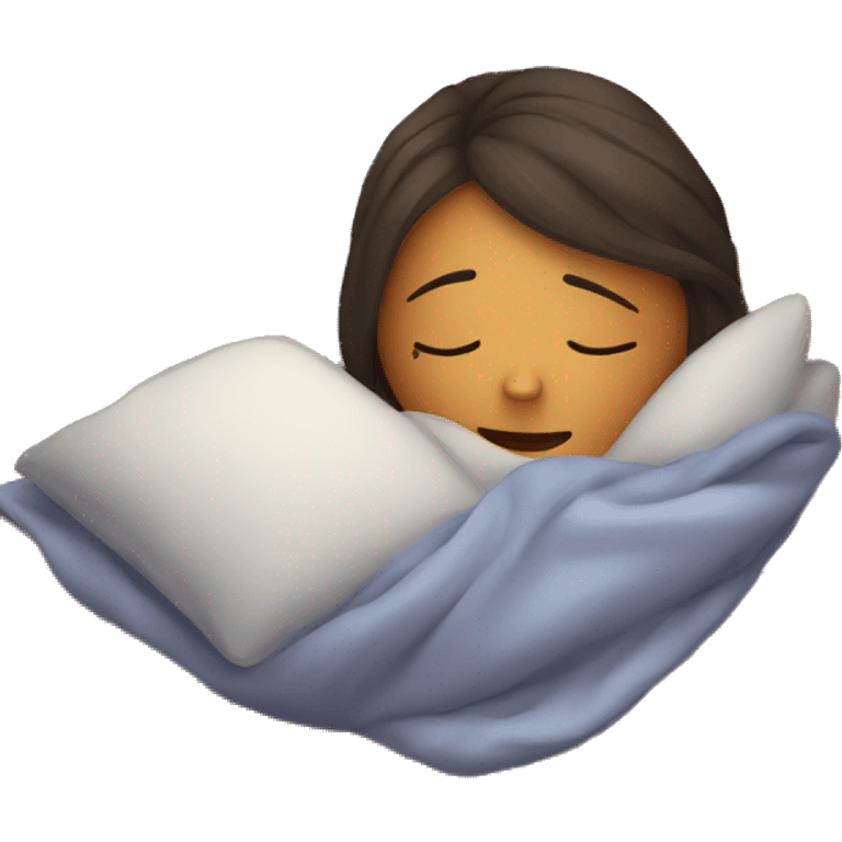 Cozy girl sleeping under blanket on comfy pillow emoji